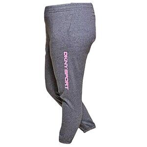 DKNY Sport Jogger Pants 3X Gray Pink Logo Sweatpants Comfy Lounge Activewear NEW